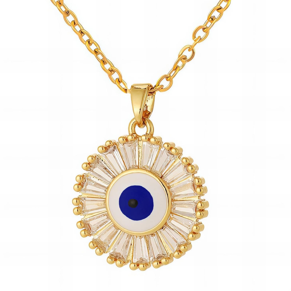 Evil Eye Pendant Necklace 18k Plated Steel